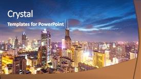  Presentation with shanghai - Presentation theme consisting of traffic and cityscape in shanghai background and a ocean colored foreground