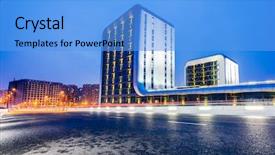  Presentation with traffic light - Beautiful presentation design featuring traffic at hangzhou rail station backdrop and a light blue colored foreground