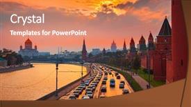  Presentation with traffic enforcer - Beautiful PPT layouts featuring traffic at sunset near kremlin backdrop and a coral colored foreground