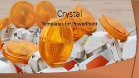  Presentation with traffic - PPT layouts enhanced with traffic barricades with orange flashers background and a gold colored foreground
