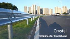  Presentation with traffic road - Presentation design enhanced with traffic-barrier-on-bridge-highway background and a ocean colored foreground