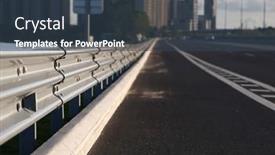  Presentation with vehicles - Theme consisting of traffic-barrier-on-bridge-highway background and a ocean colored foreground