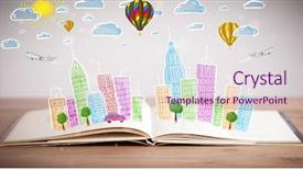  Presentation with adult coloring book - Beautiful presentation theme featuring traffic cartoon - colorful cityscape drawing on open backdrop and a  colored foreground