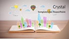  Presentation with adult coloring book - Theme enhanced with traffic cartoon - colorful cityscape drawing on open background and a  colored foreground