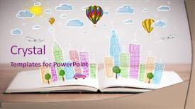  Presentation with adult coloring book - Audience pleasing slide deck consisting of traffic cartoon - colorful cityscape drawing on open backdrop and a  colored foreground