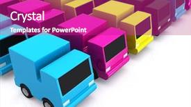  Presentation with cars - Cool new presentation with traffic cartoon - row of cmyk cars 3d backdrop and a  colored foreground