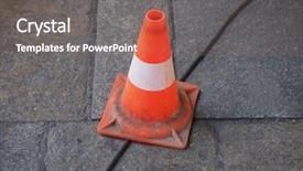  Presentation with traffic road - PPT theme consisting of traffic cone to mark road background and a violet colored foreground