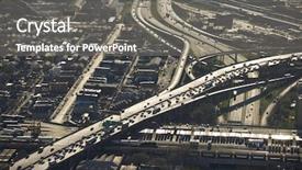  Presentation with traffic congestion - Presentation theme having traffic congestion - aerial view of interstate 90 background and a gray colored foreground
