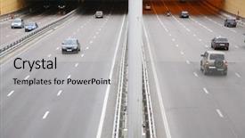  Presentation with traffic congestion - Slide set enhanced with traffic congestion - cars on the street background and a  colored foreground