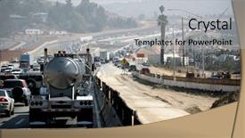  Presentation with highway construction - Presentation consisting of traffic congestion - congested highway road construction background and a light gray colored foreground