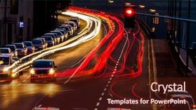  Presentation with traffic congestion air pollution - Presentation design having traffic congestion air pollution background and a wine colored foreground