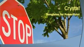  Presentation with control - Beautiful presentation theme featuring traffic control center - stop sign with nature view backdrop and a tawny brown colored foreground