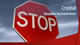  Presentation with sky blue - Cool new PPT theme with traffic control center - stop sign with the blue backdrop and a ocean colored foreground