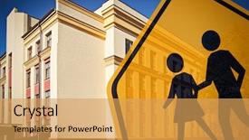  Presentation with traffic engineering - Beautiful slides featuring traffic engineering - children crossing sign and school backdrop and a yellow colored foreground