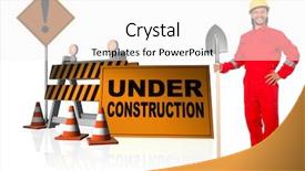  Presentation with concept illustration of customer service - Cool new presentation with traffic engineering - concept of under construction backdrop and a white colored foreground