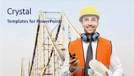  Presentation with traffic engineering - Audience pleasing slide deck consisting of traffic engineering - engineer with project drawings backdrop and a sky blue colored foreground