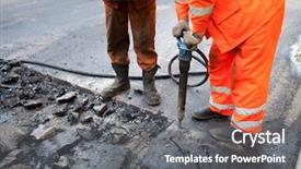  Presentation with traffic engineering - Amazing PPT theme having traffic engineering - repair of roads backdrop and a gray colored foreground