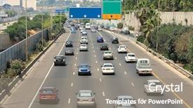  Presentation with rush hour - PPT theme featuring traffic flow on freeway background and a gray colored foreground