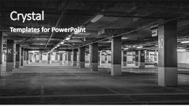  Presentation with car parking - PPT theme featuring traffic free - empty car parking new interiors background and a dark gray colored foreground