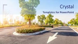  Presentation with traffic road - Audience pleasing PPT theme consisting of traffic free - outdoor parking road backdrop and a light blue colored foreground