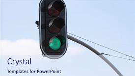  Presentation with green traffic light - Presentation theme consisting of traffic green light over blue background and a sky blue colored foreground