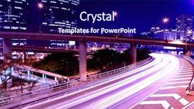  Presentation with city night - Colorful slide deck enhanced with traffic in city at night backdrop and a navy blue colored foreground