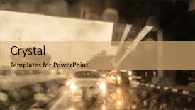  Presentation with traffic road - PPT theme having traffic in heavy rainy day background and a coral colored foreground