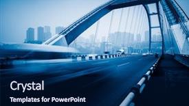  Presentation with traffic - Slides enhanced with traffic in yangtse river bridge background and a navy blue colored foreground