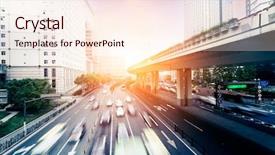  Presentation with cars - Audience pleasing PPT theme consisting of traffic jam - cars in highway with blur backdrop and a cream colored foreground