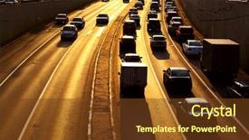  Presentation with traffic light - Slides featuring traffic jam - highway with lots of cars background and a tawny brown colored foreground