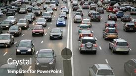  Presentation with traffic road - Cool new slides with traffic jam - many cars on road backdrop and a gray colored foreground