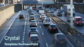  Presentation with rush hour - Cool new PPT theme with traffic jam during rush hour backdrop and a ocean colored foreground