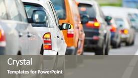  Presentation with rush hour - Beautiful slides featuring traffic jam in a city backdrop and a gray colored foreground