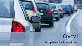  Presentation with cause - Cool new PPT layouts with traffic jam in flooded highway backdrop and a light blue colored foreground