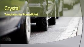  Presentation with traffic jam - PPT theme having traffic jam in flooded highway background and a tawny brown colored foreground