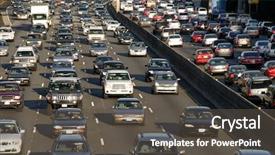  Presentation with los angeles - Presentation design enhanced with traffic jam in los angeles background and a dark gray colored foreground