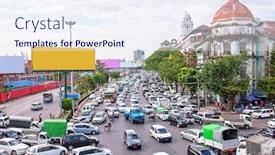  Presentation with traffic jam - Beautiful PPT theme featuring traffic-jam-in-yangon-myanmar backdrop and a sky blue colored foreground