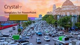 Presentation with traffic jam - Theme having traffic jam in yangon myanmar background and a lemonade colored foreground