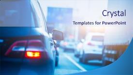  Presentation with traffic jam - PPT layouts having traffic jam on highway shanghai background and a sky blue colored foreground