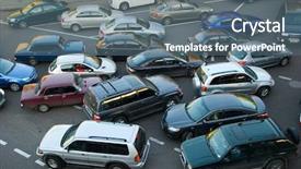  Presentation with traffic jam - Slides having traffic jam on the road background and a ocean colored foreground