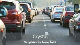  Presentation with traffic road - Presentation featuring traffic jam or automobile collapse background and a gray colored foreground
