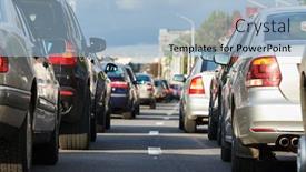  Presentation with traffic jam - Colorful presentation design enhanced with traffic-jam-or-automobile-collapse backdrop and a light blue colored foreground