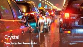  Presentation with traffic road - Slides featuring traffic jam or collapse background and a tawny brown colored foreground