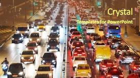  Presentation with traffic jam - PPT theme with traffic jam or collapse background and a tawny brown colored foreground