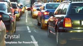  Presentation with traffic jam - Presentation theme having traffic-jam-or-collapse background and a gray colored foreground