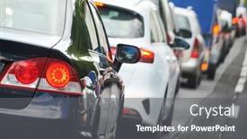 Presentation with traffic jam - Presentation theme featuring traffic-jam-or-collapse background and a gray colored foreground
