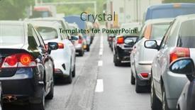  Presentation with traffic jam - Presentation design consisting of traffic-jam-or-collapse background and a mint green colored foreground