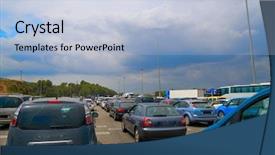  Presentation with traffic jam - Slide deck with traffic jam with stopped cars background and a  colored foreground