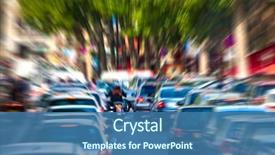  Presentation with zoom - Beautiful presentation theme featuring traffic jam zoom blur effect backdrop and a ocean colored foreground