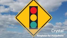  Presentation with light sign - PPT theme having traffic light ahead sign background and a light blue colored foreground